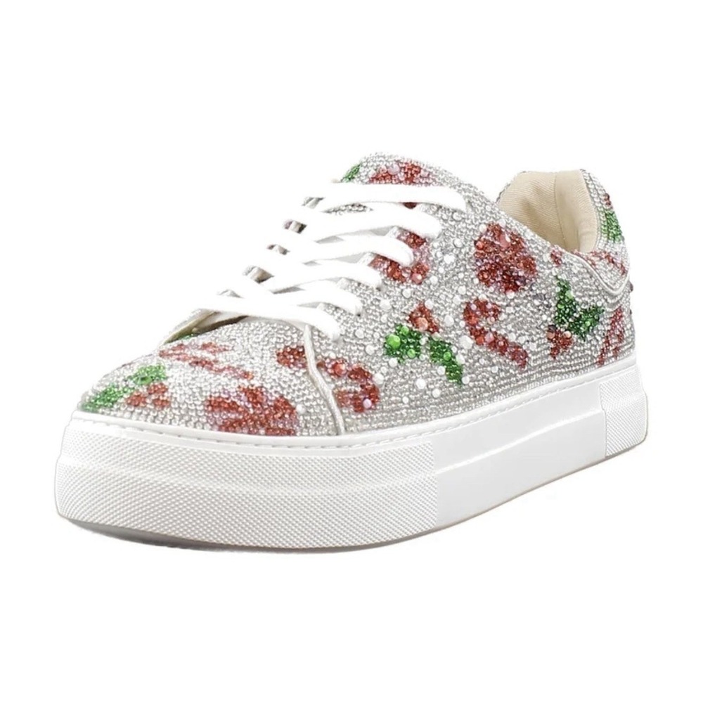 Betsey Johnson Sidney Holiday Candy Cane Rhinestone Sneaker Size 7.5 Christmas